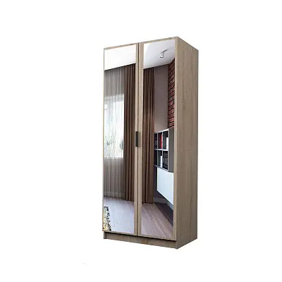 картинка Шкаф ЭКОН 2-х дверный распашной с полками и штангой с 2-мя зеркалами от магазина КУПИ КУПЕ